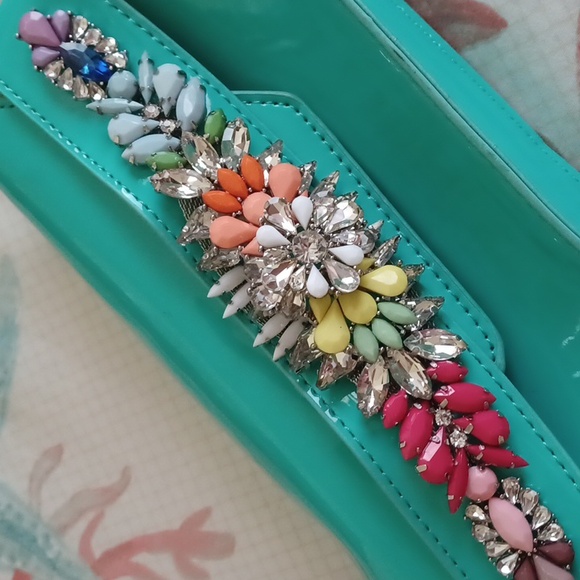 Steve Madden Pauline Embellished Convertible Clutch Color: Turquoise - Picture 8 of 8